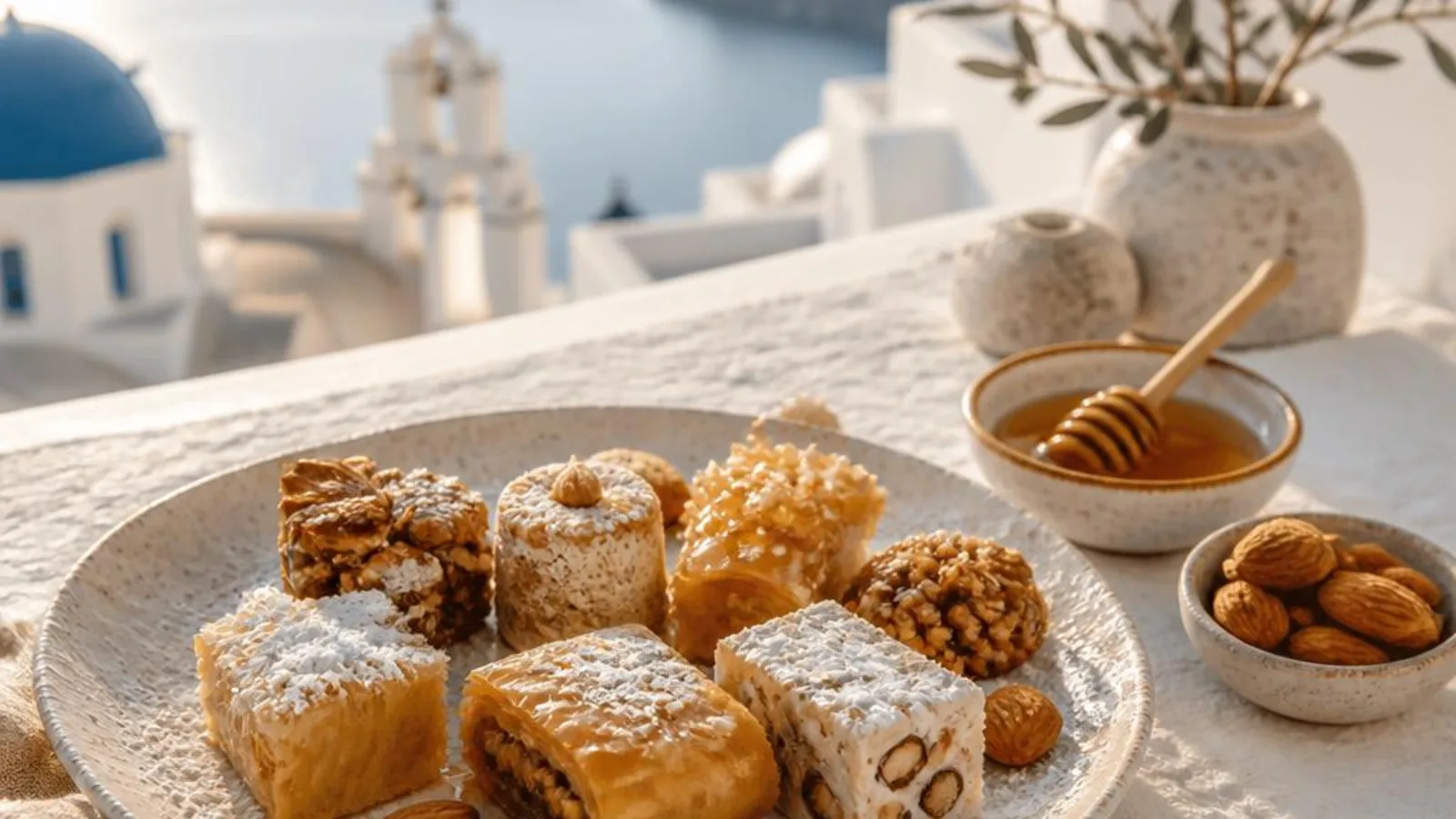 Traditional Greek sweets and desserts inspired by Santorini